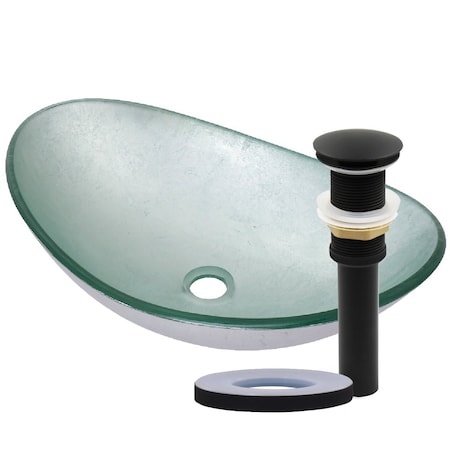 Novatto ARGENTO OVAL Glass Vessel Bathroom Sink Set, Matte Black TIG-70328031MB